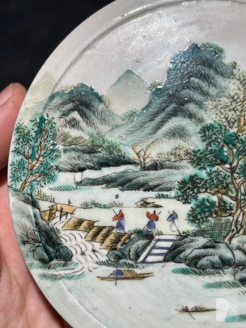 清中期 仿定加彩山水纹砚滴 - 图3